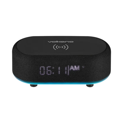 Volkano Radiant Series Alarm Clock with Wireless Charging and Speaker - Black