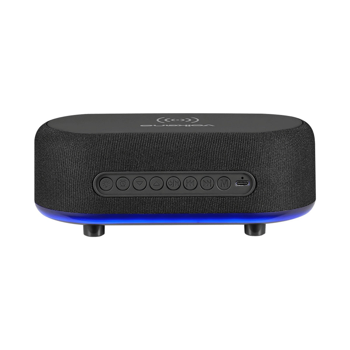 Volkano Radiant Series Alarm Clock with Wireless Charging and Speaker - Black