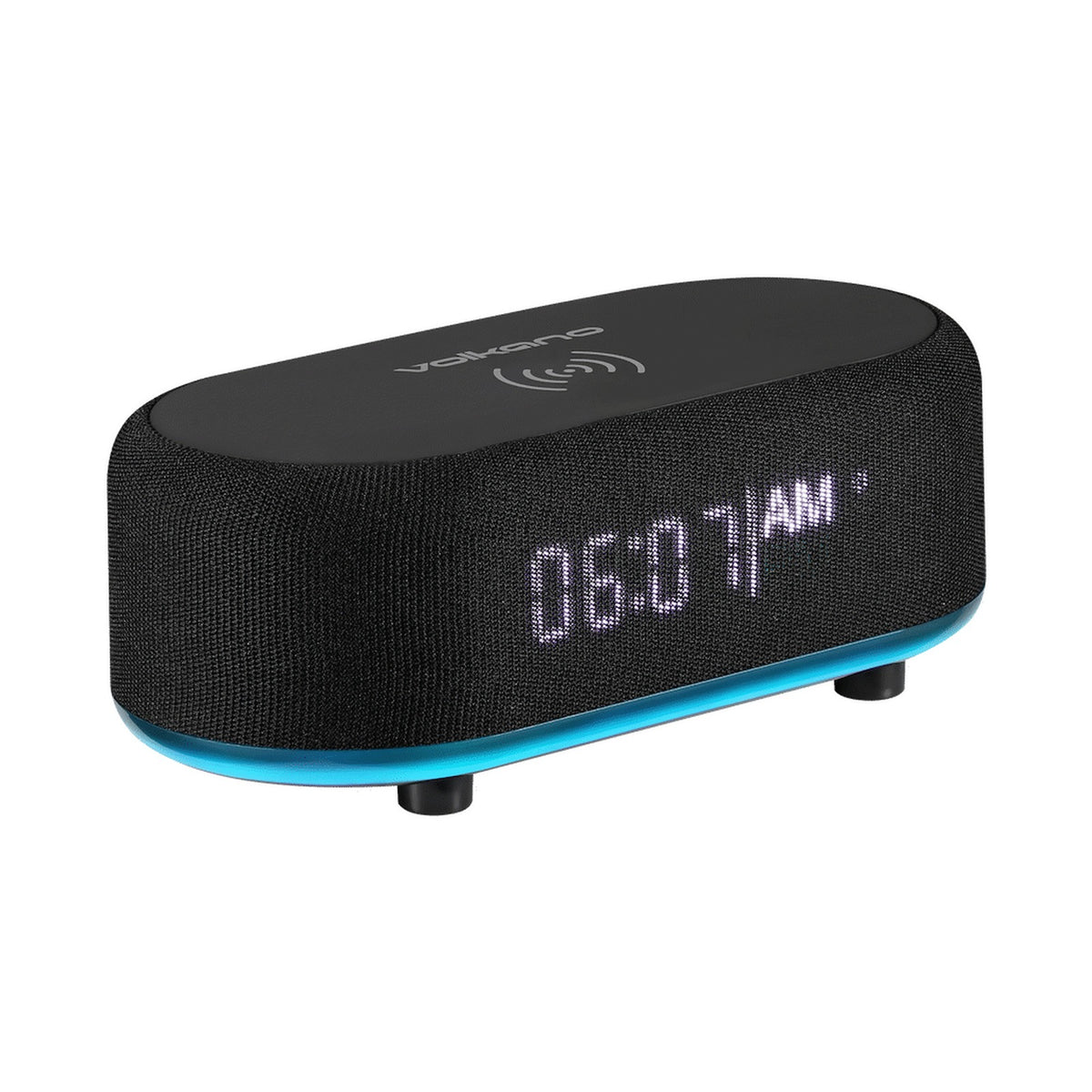Volkano Radiant Series Alarm Clock with Wireless Charging and Speaker - Black