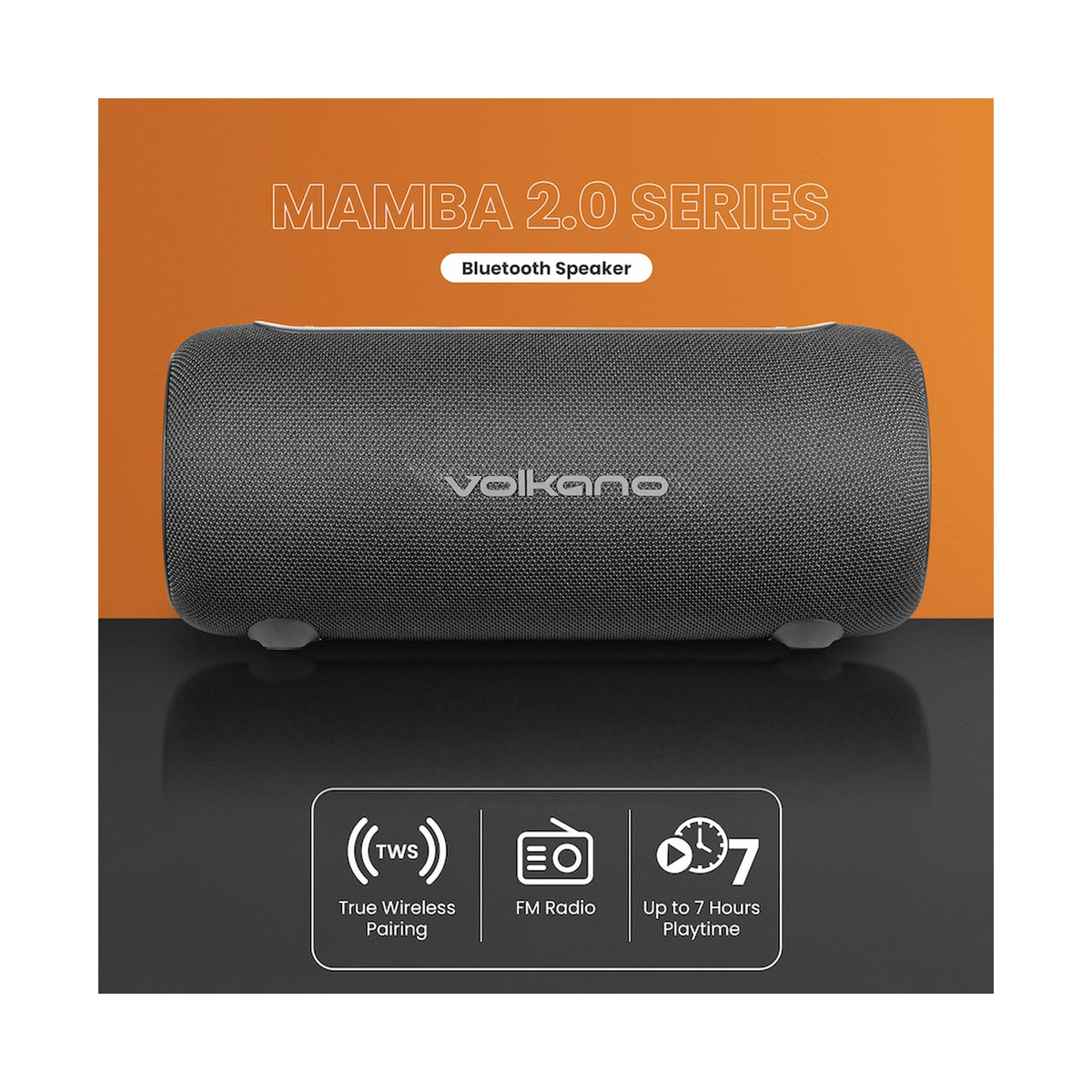 Volkano Mamba 2.0 Series Bluetooth Speaker - Black
