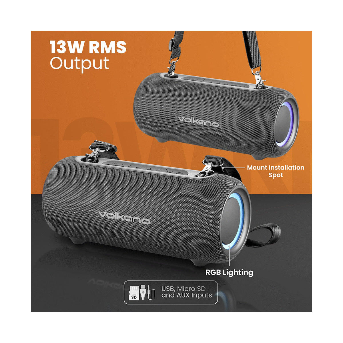 Volkano Mamba 2.0 Series Bluetooth Speaker - Black