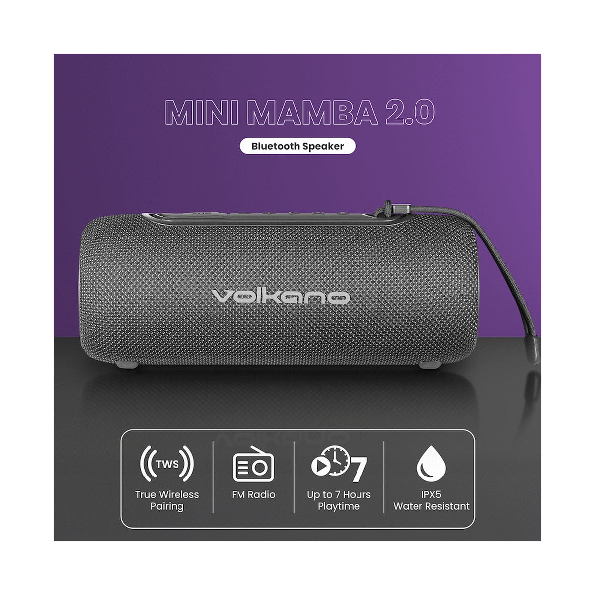 Volkano Mini Mamba 2.0 Series Bluetooth Speaker - Black