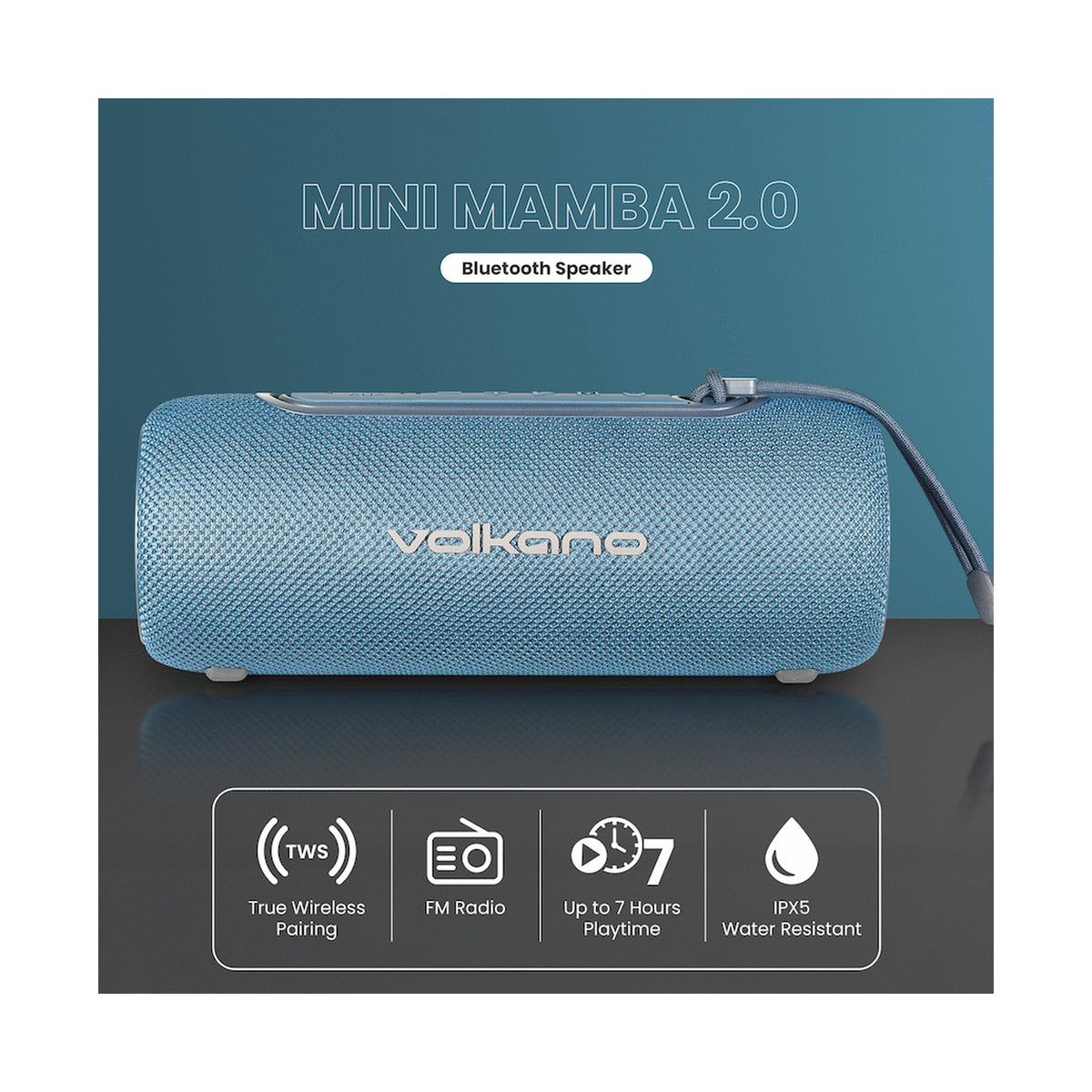 Volkano Mini Mamba 2.0 Series Bluetooth Speaker - Blue
