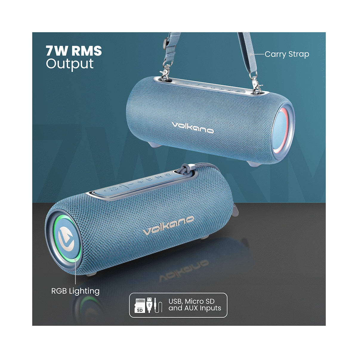 Volkano Mini Mamba 2.0 Series Bluetooth Speaker - Blue