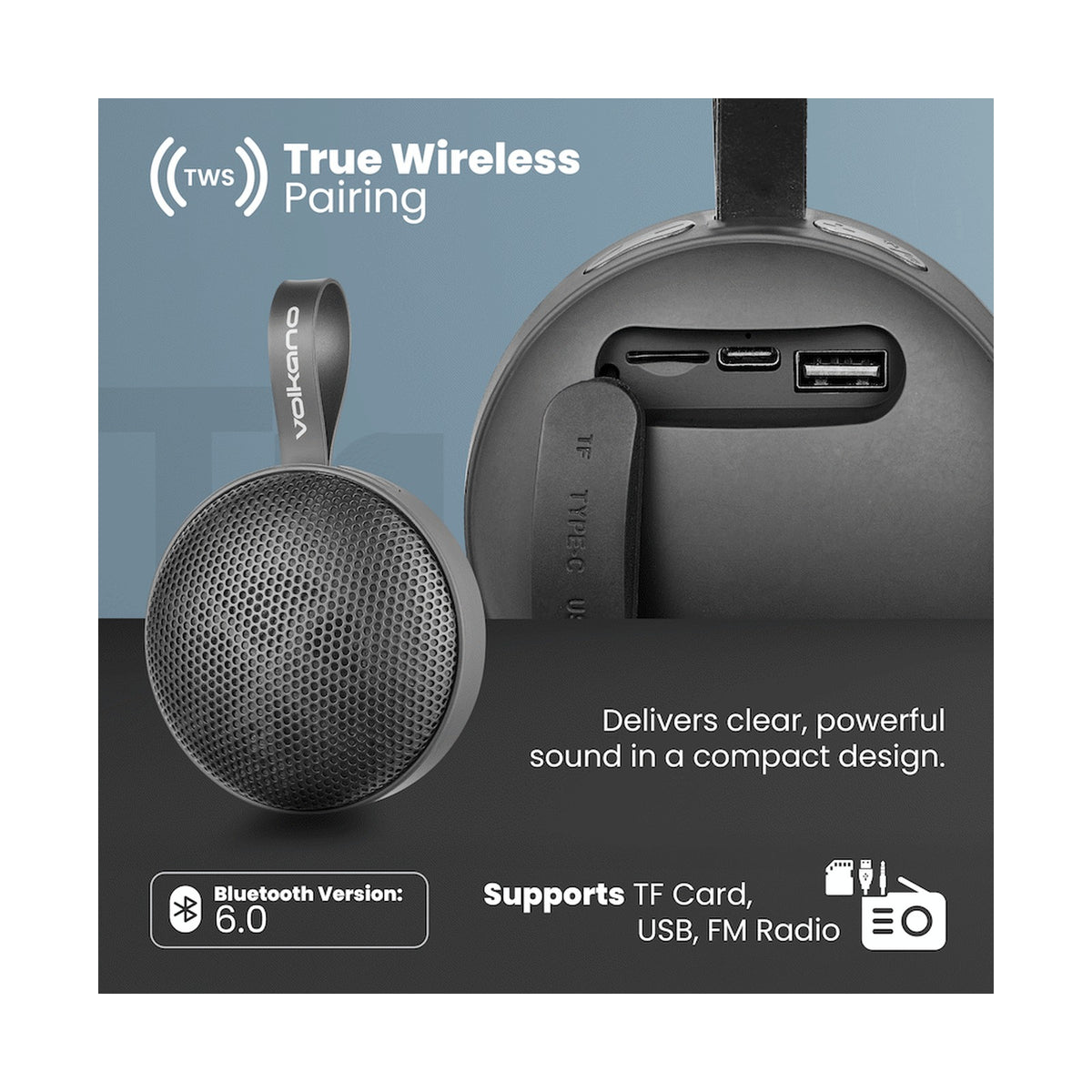 Volkano Flash Bluetooth Speaker - Black