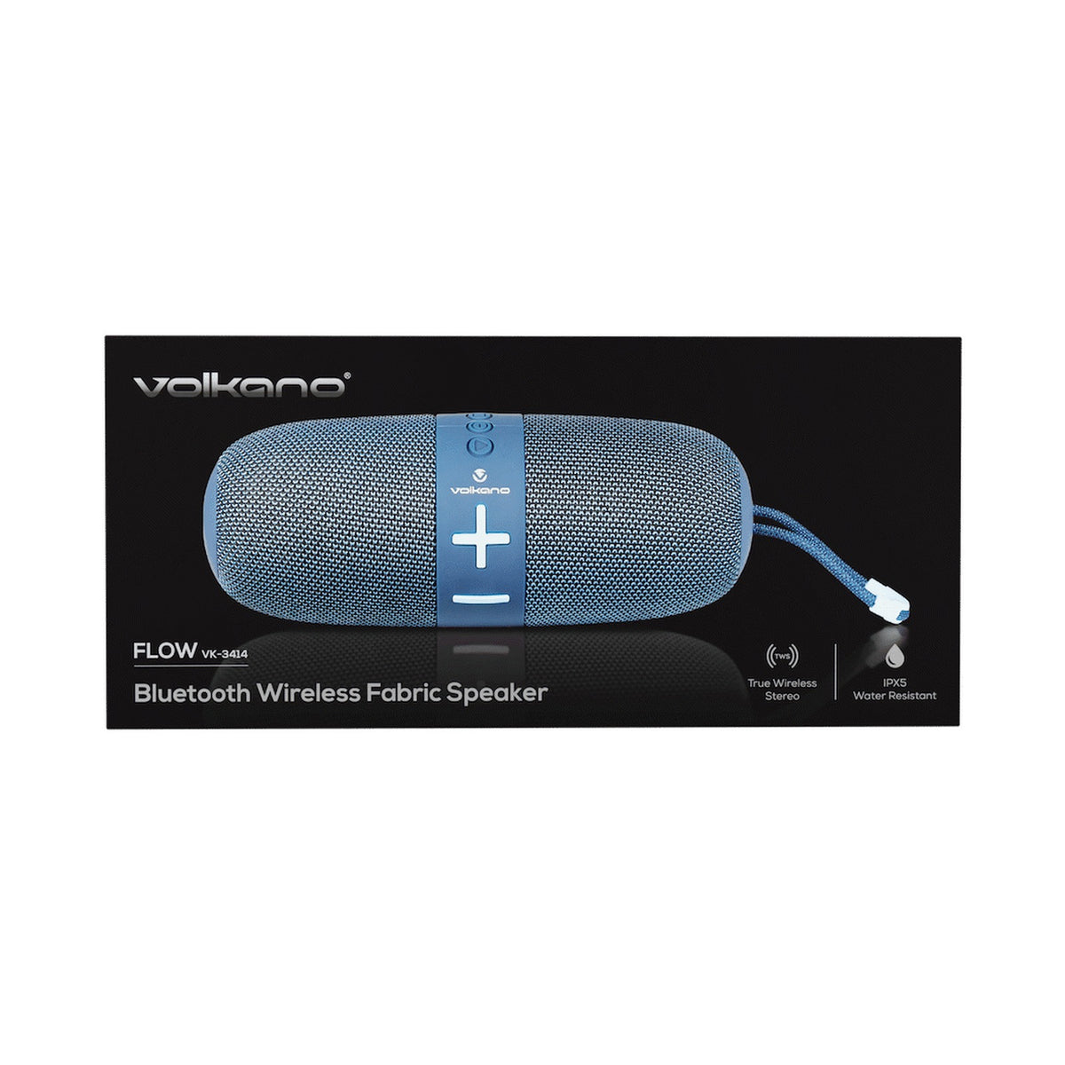 Volkano Flow Series Portable Bluetooth Speaker - Blue with Blue Buttons