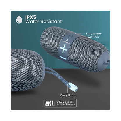 Volkano Flow Series Portable Bluetooth Speaker - Blue with Blue Buttons