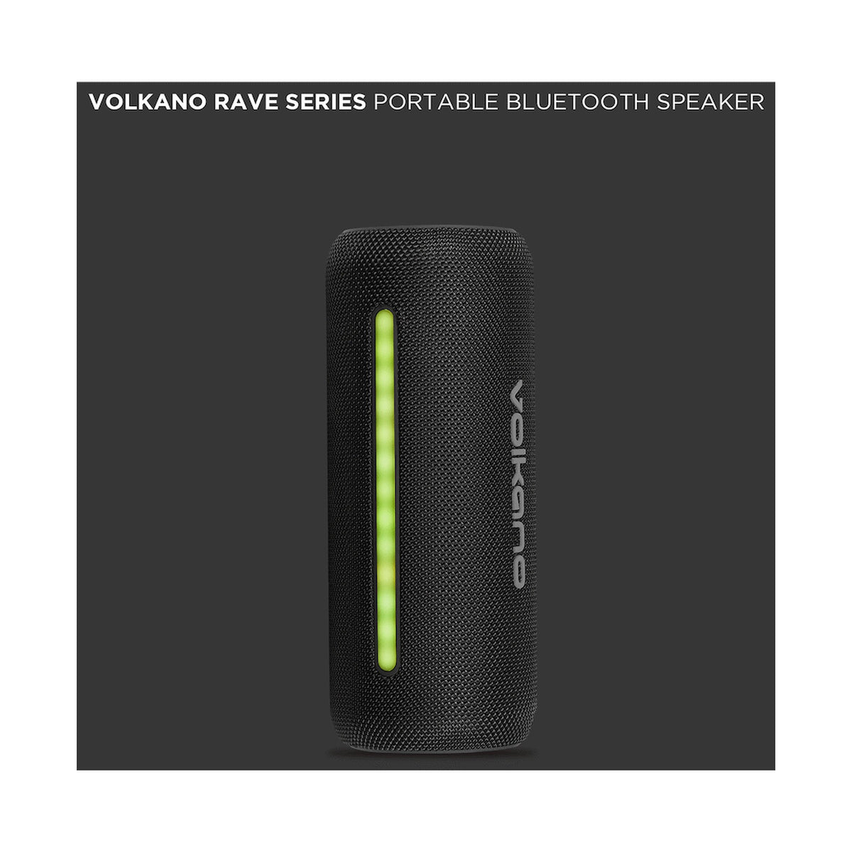 Volkano Rave Series Portable Bluetooth Speaker  - Black with grey buttons