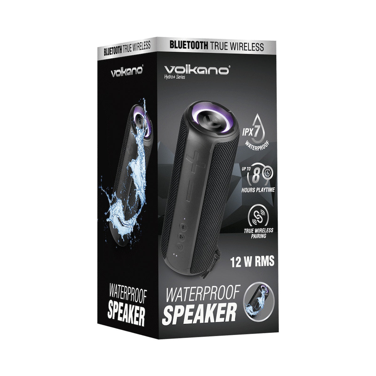 Volkano Hydro + Series  IPX7 Bluetooth Speaker - Black