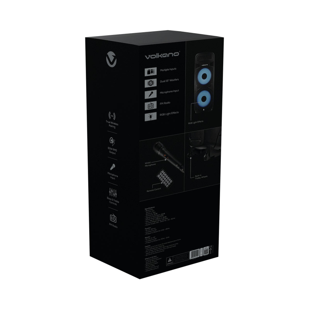 Volkano Olympian Series Dual 15" Party Speaker - Black