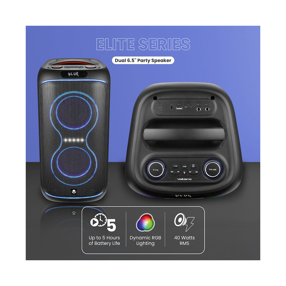 Volkano Elite Series Dual 6.5" Party Speaker
