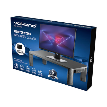 Volkano Riser Hub series Monitor Stand with 3 Port USB Hub