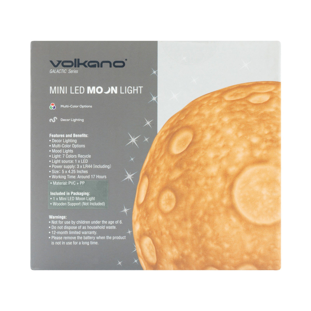 Volkano Galactic Mini Moon LED Mood Light - Battery Operated