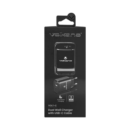 Volkano Volt-C Series 2a USB Wall Charger with USB Type-C Cable Included