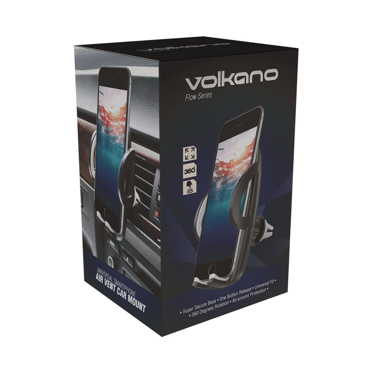 Volkano Flow Series Car Air Vent Phone Holder - Large - Black