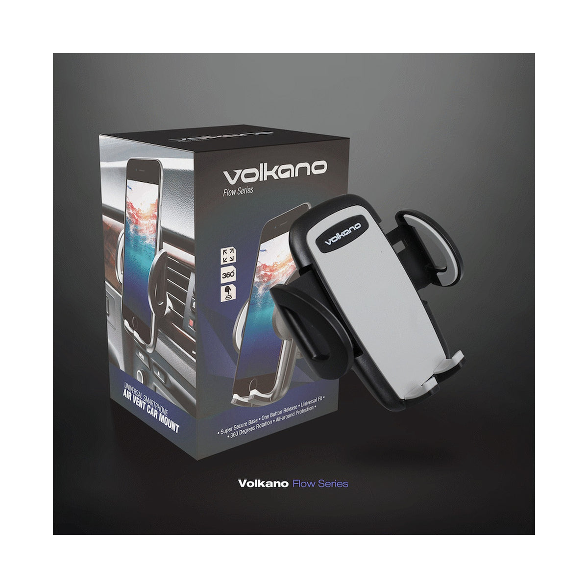 Volkano Flow Series Car Air Vent Phone Holder - Large - Black