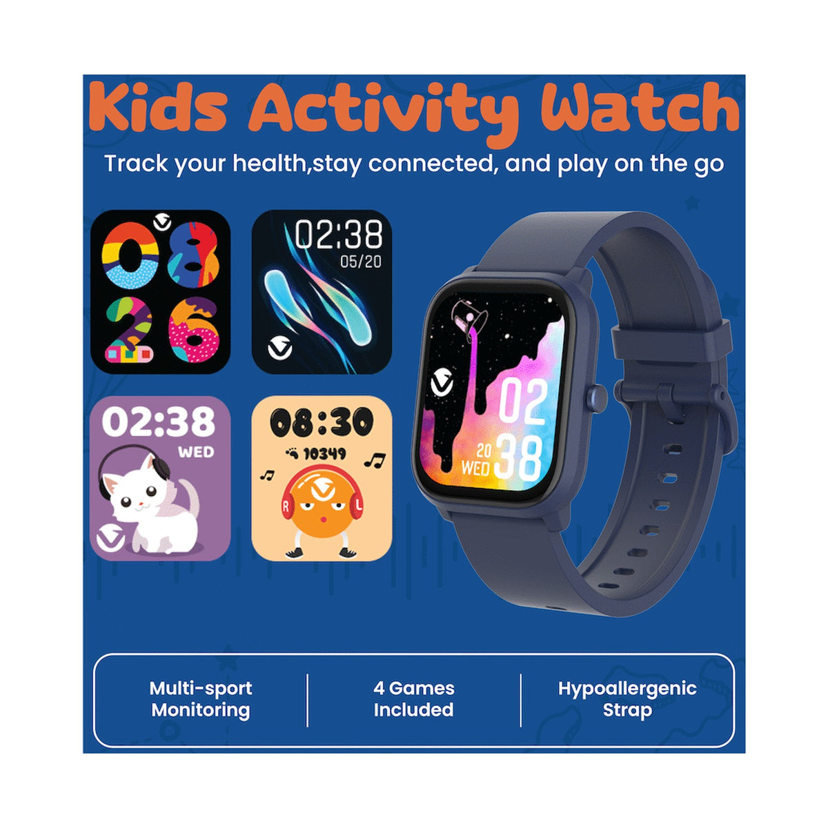 Volkano Vivo Series Kids Smart Watch - Dark Blue