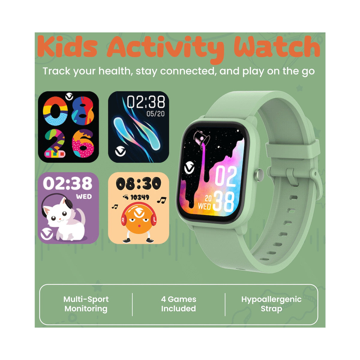 Volkano Vivo Series Kids Smart Watch - Sage Green