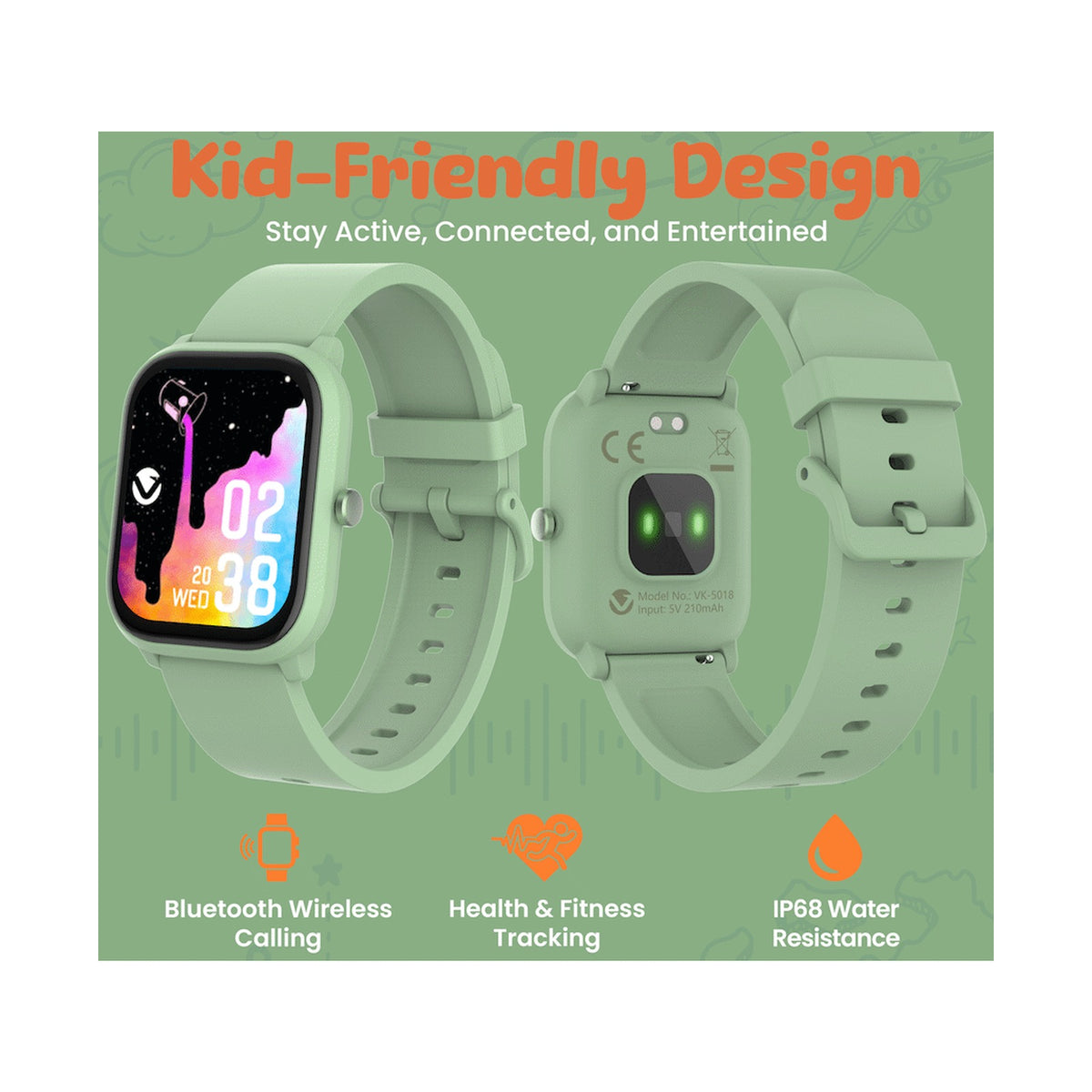 Volkano Vivo Series Kids Smart Watch - Sage Green
