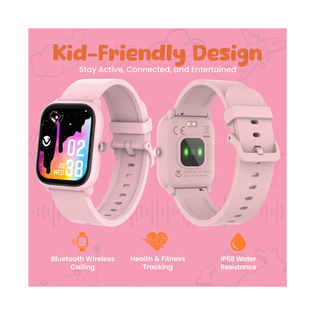 Volkano Vivo Series Kids Smart Watch - Pastel Pink