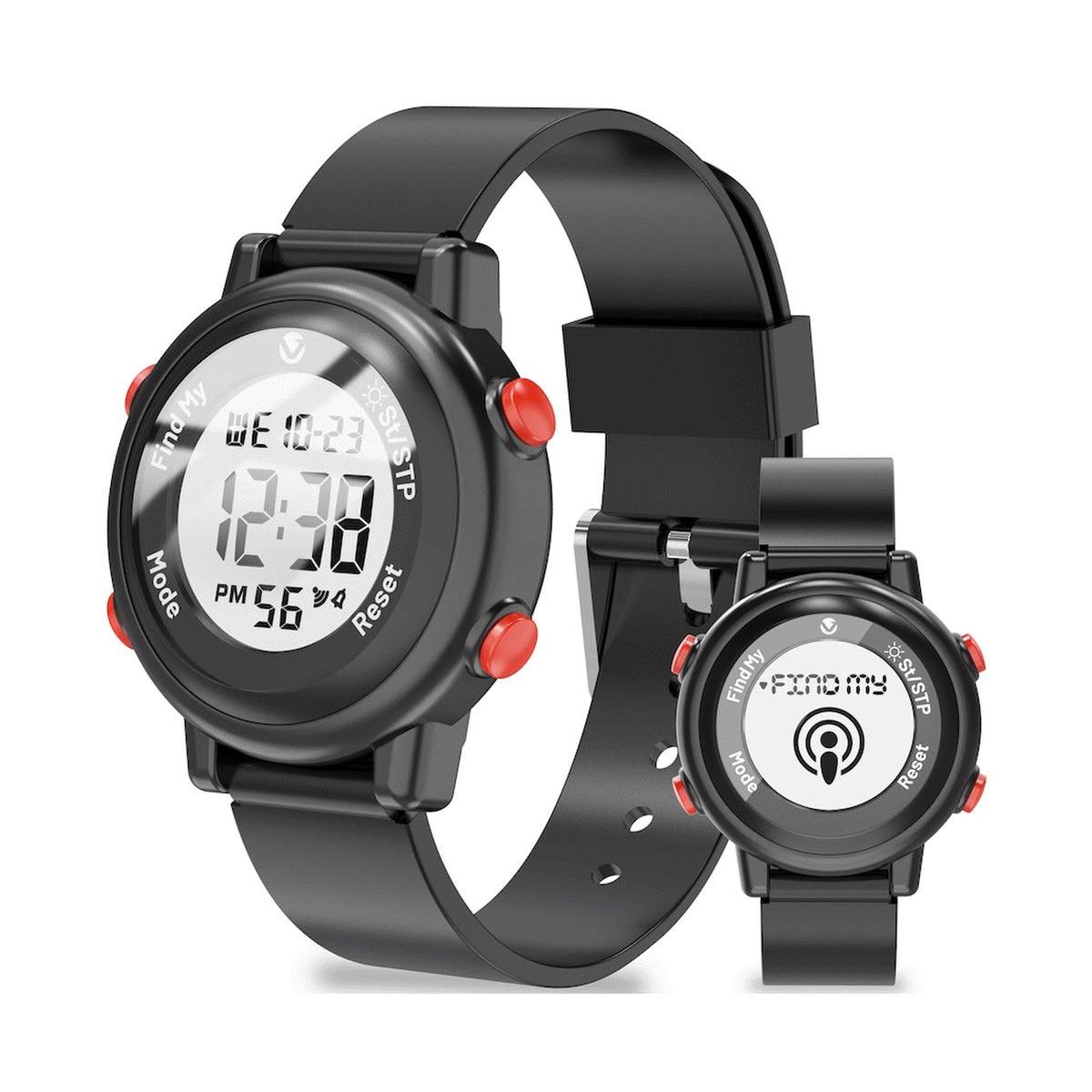 Volkano Kids Digital Watch with Apple Find My - 3ATM Waterproof (Anti-Lost) - Black