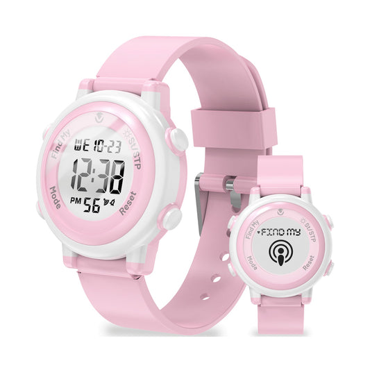 Volkano Kids Digital Watch with Apple Find My - 3ATM Waterproof (Anti-Lost) - Pink