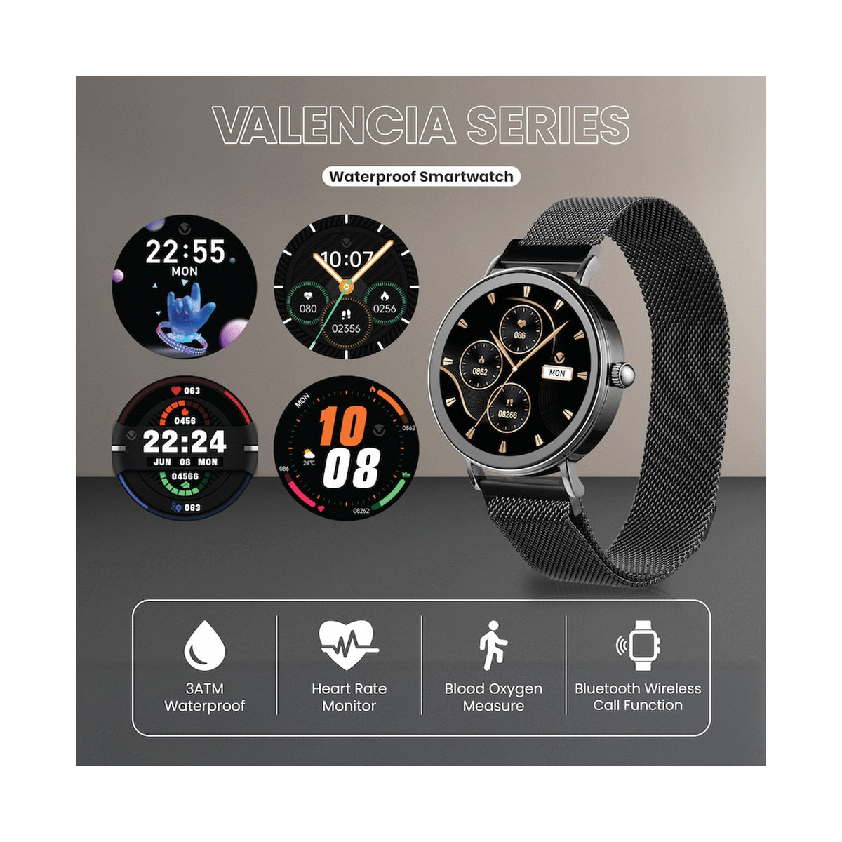 Volkano Valencia Series Ladies Smart Watch - Black