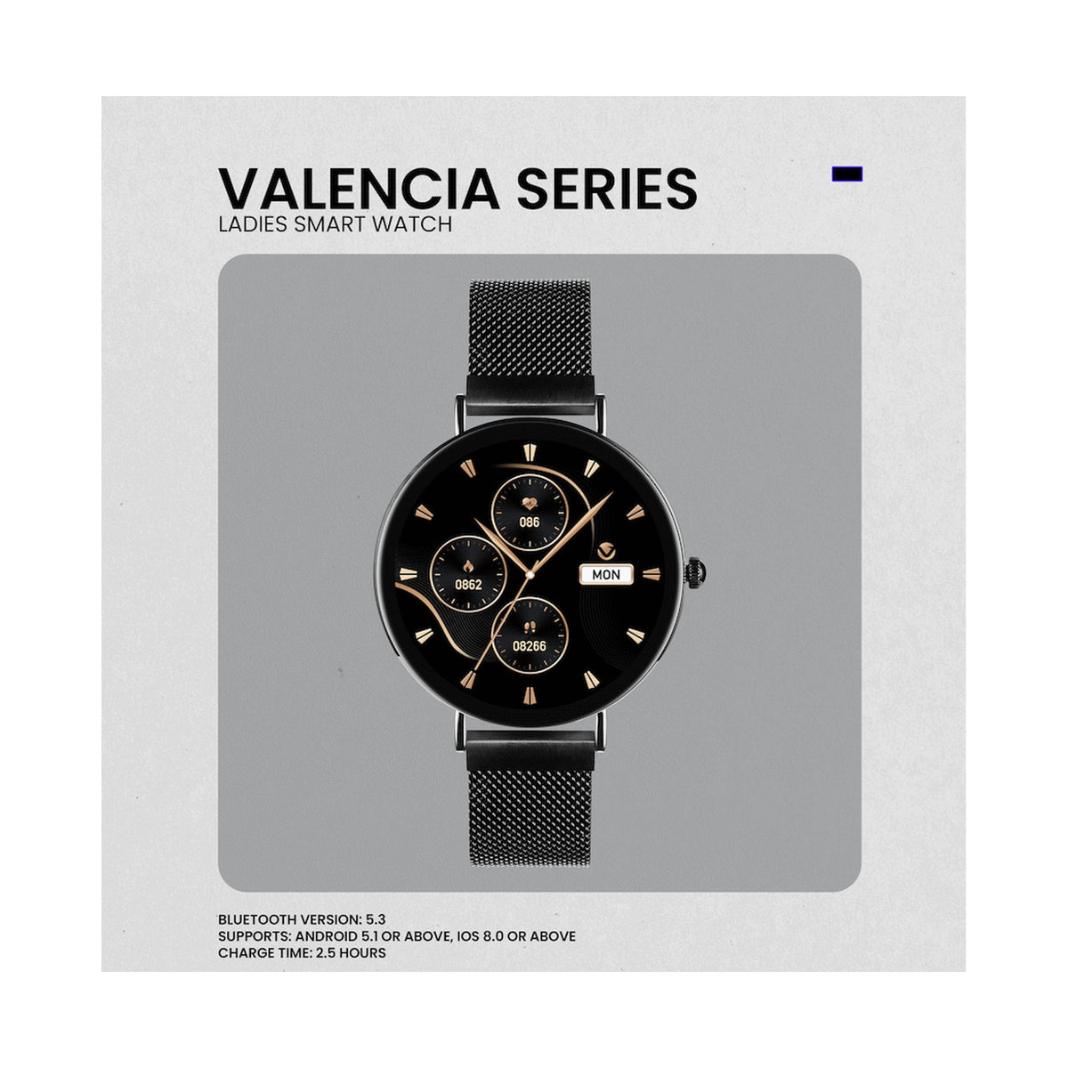 Volkano Valencia Series Ladies Smart Watch - Black