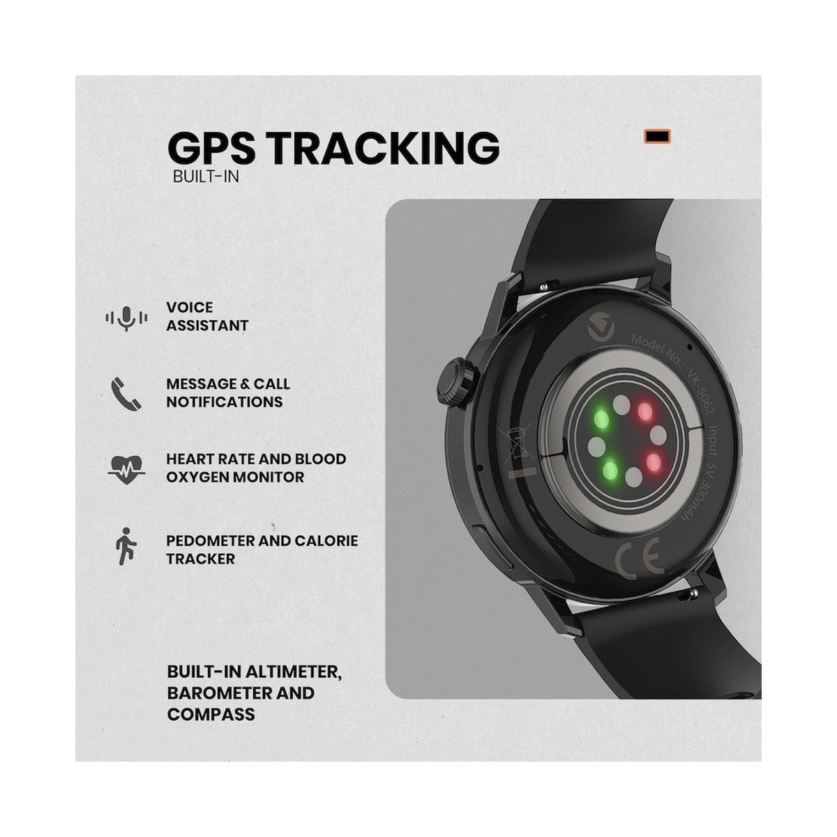 Volkano Orion Series Unisex GPS Watch - Black