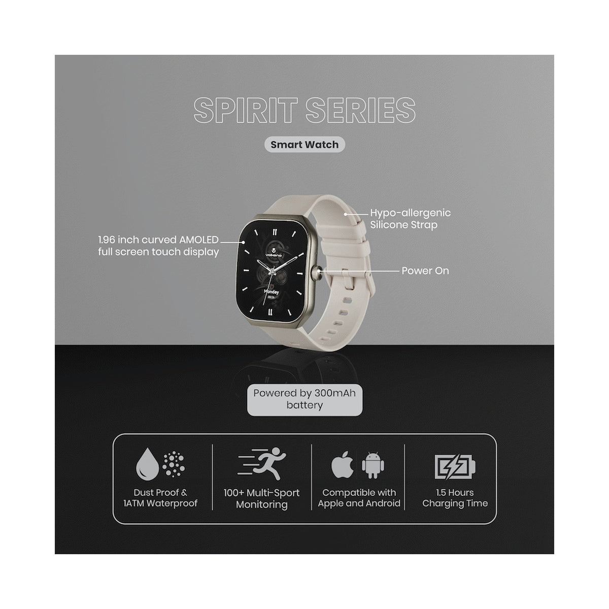 Volkano Spirit Series Smart Watch - Starlight Silver
