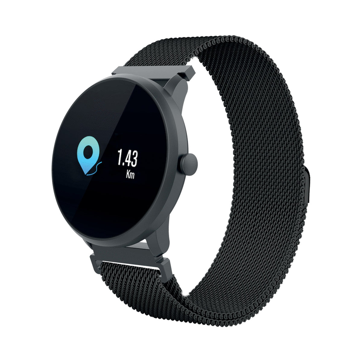 Volkano Active Tech Harmony series Waterproof Round shape Fitness Watch - Black Milanese + strap