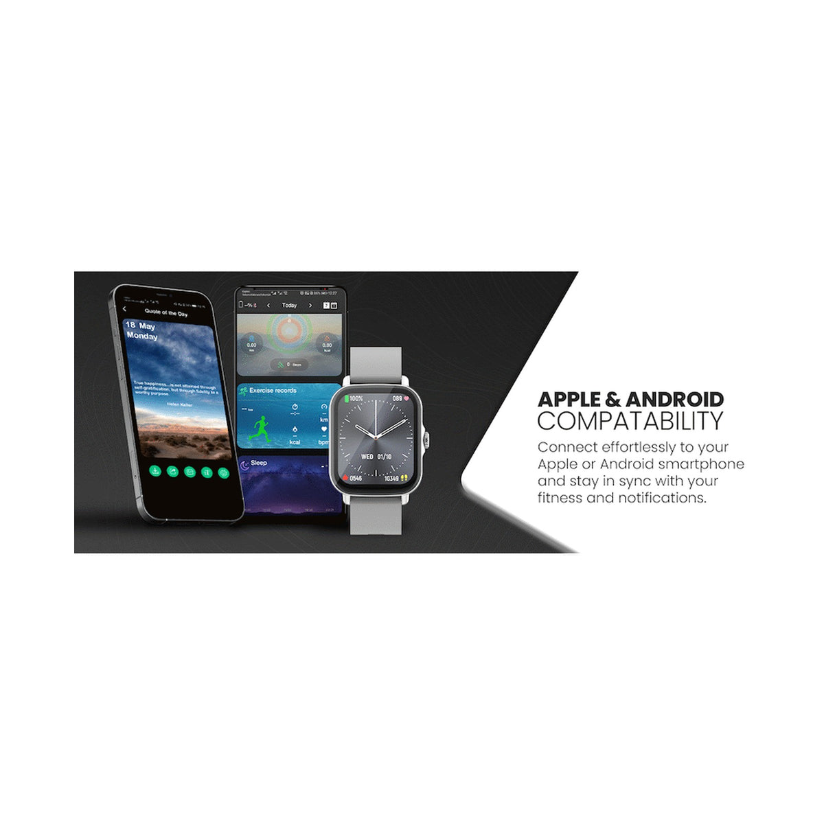 Volkano Active Tech Serene series Watch with heart rate monitor - Silver