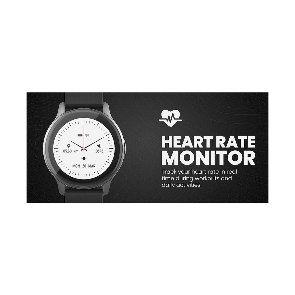 Volkano Active Tech Trend series Watch with heart rate monitor - Black