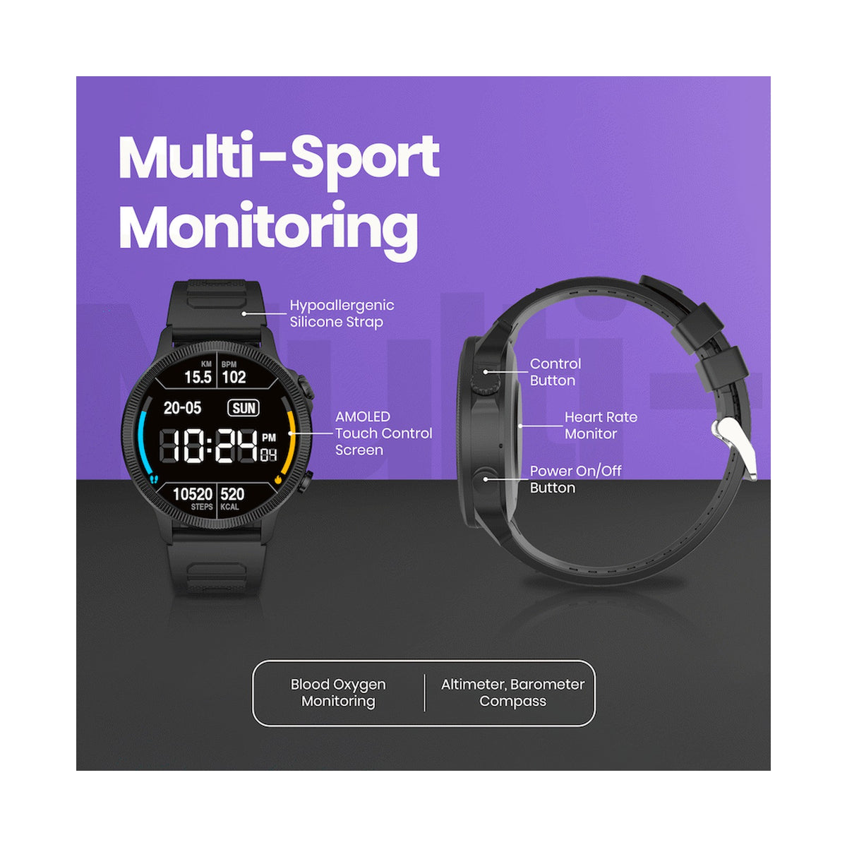 Volkano Active Tech Adrenaline Series GPS Watch with Heart Rate