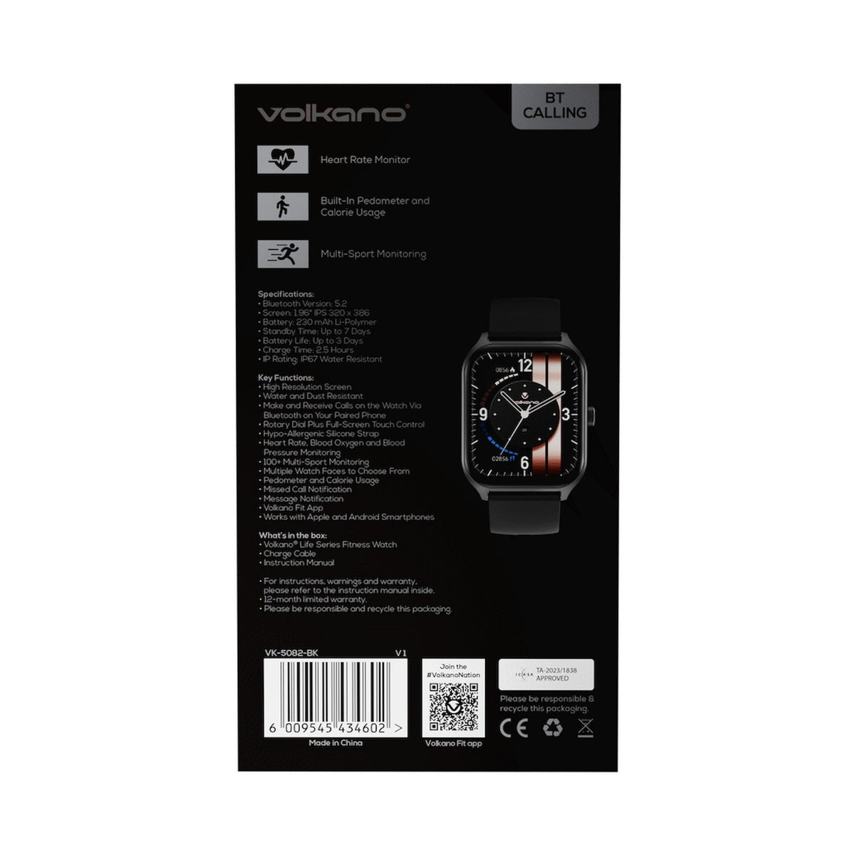 Volkano Life Series Smart Watches - Black