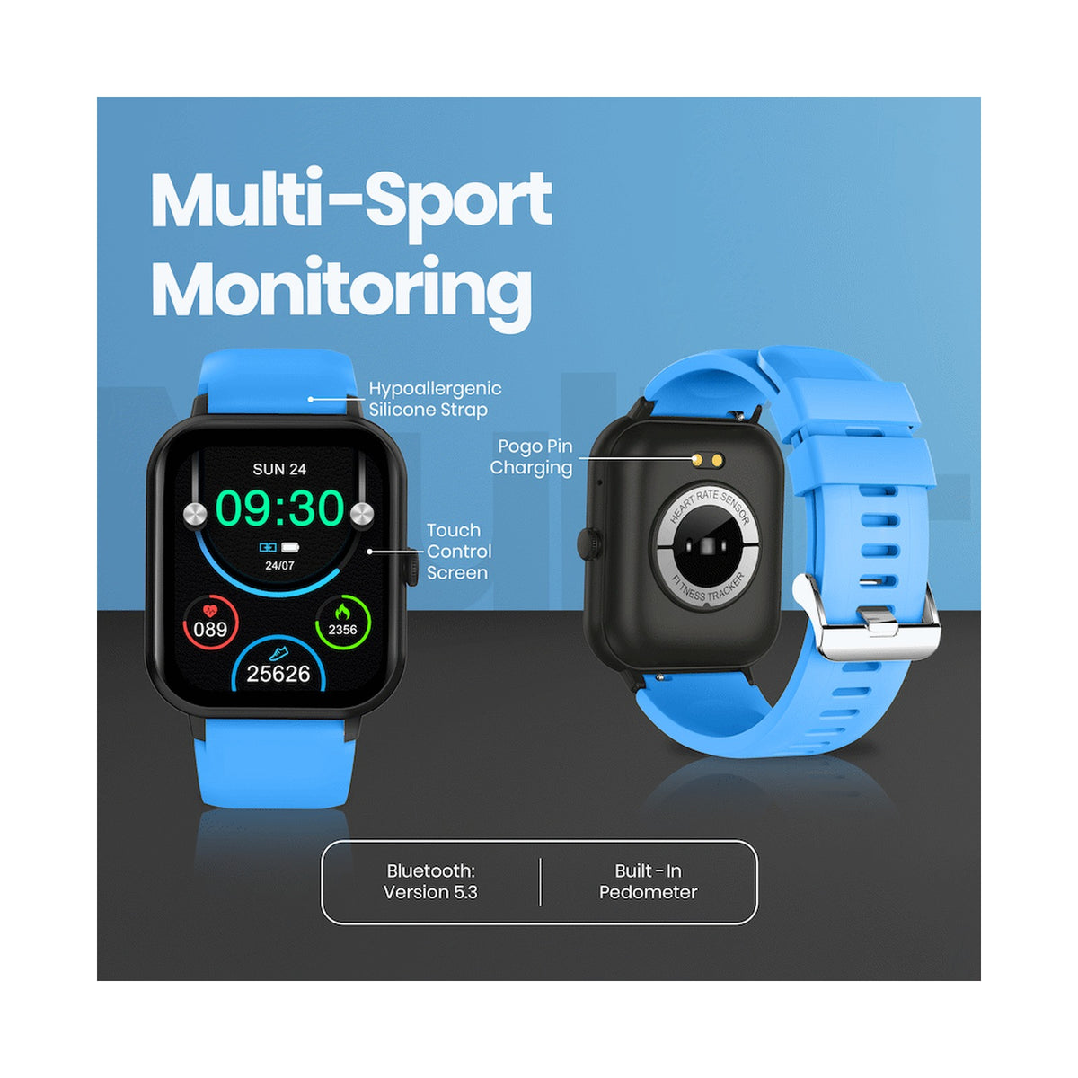 Volkano Chroma Series Smartwatch with Blue Strap