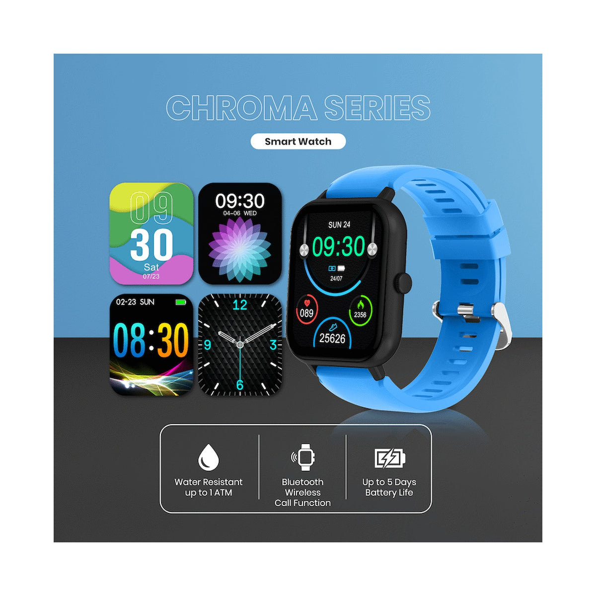 Volkano Chroma Series Smartwatch with Blue Strap