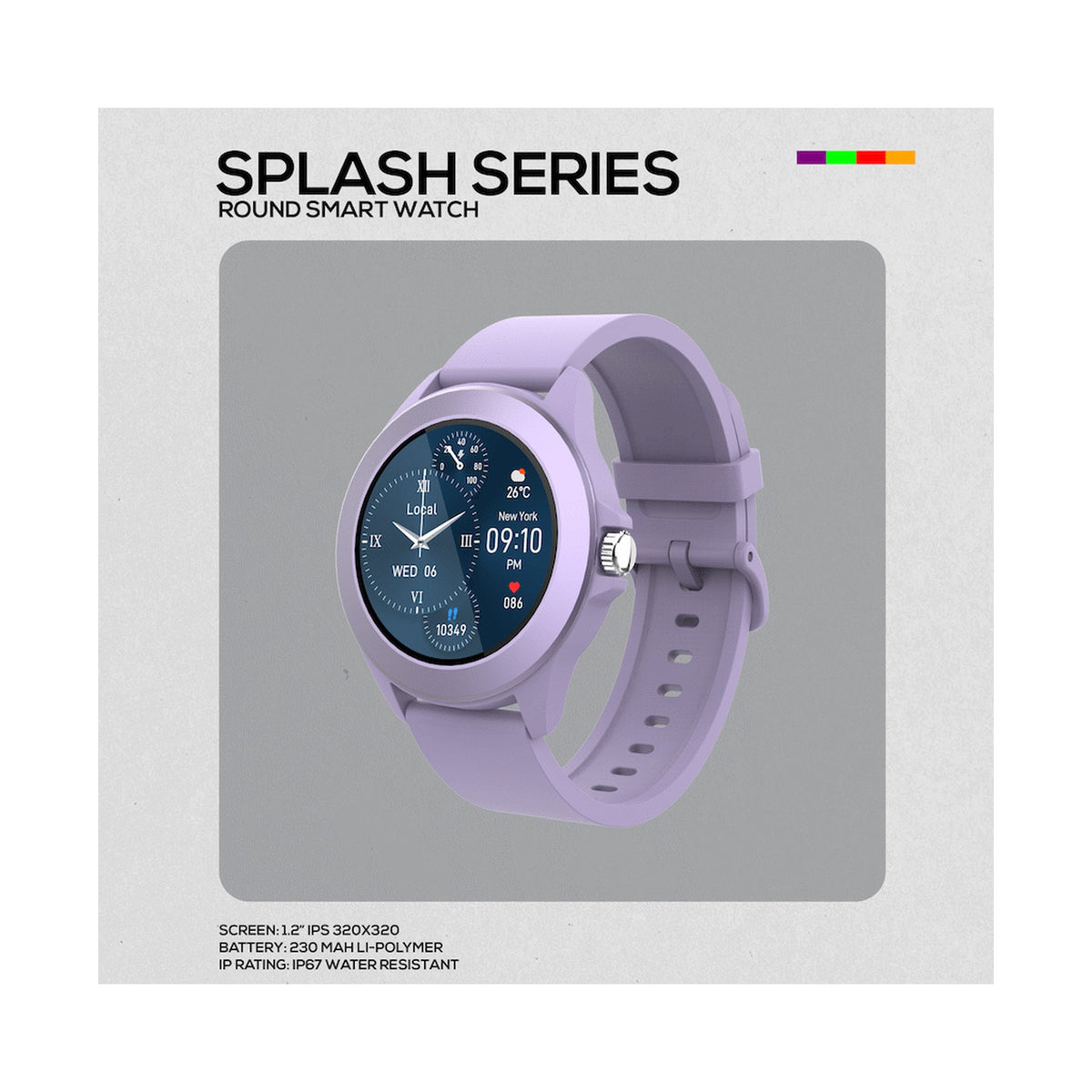 Volkano Splash Series Round Smartwatch - Purple
