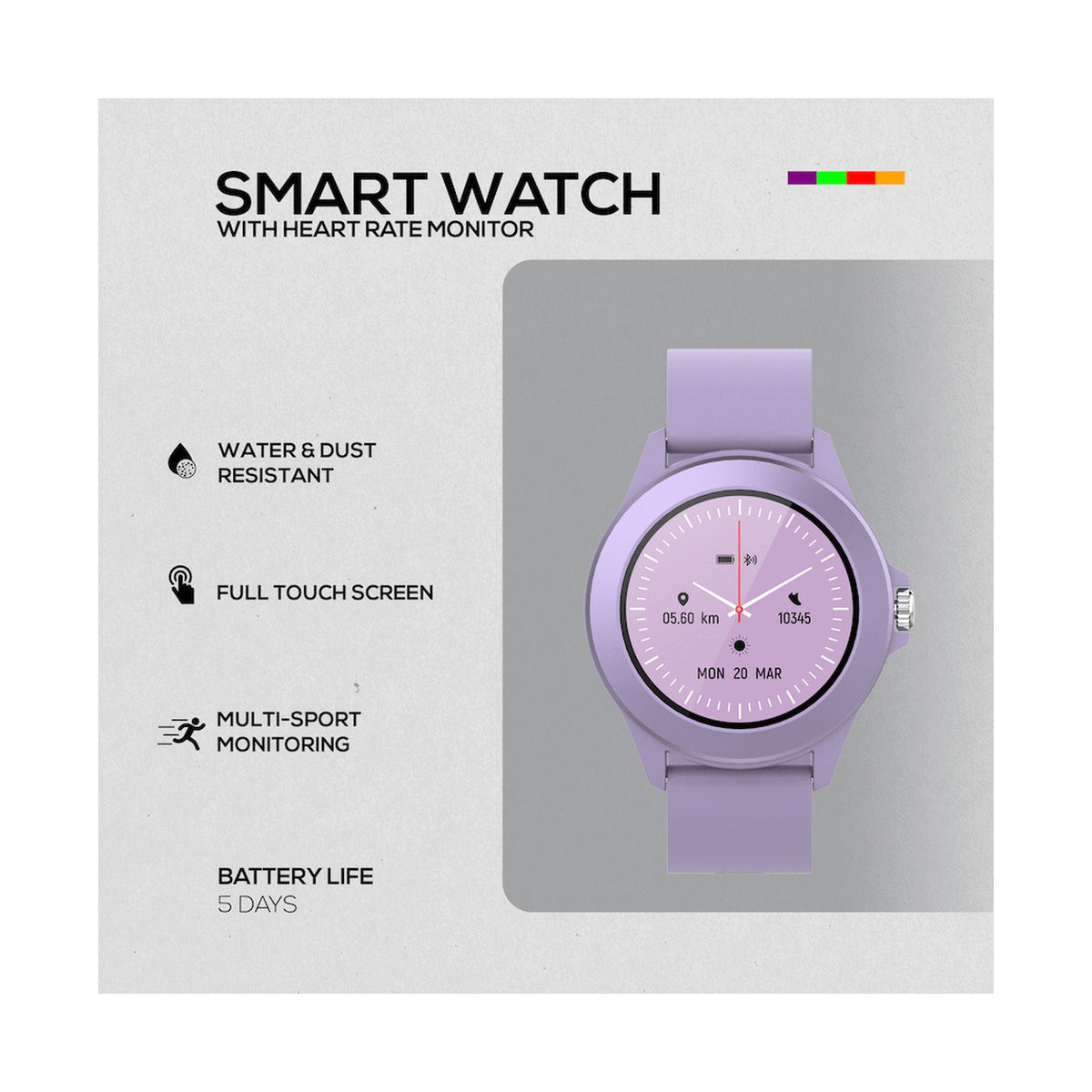 Volkano Splash Series Round Smartwatch - Purple