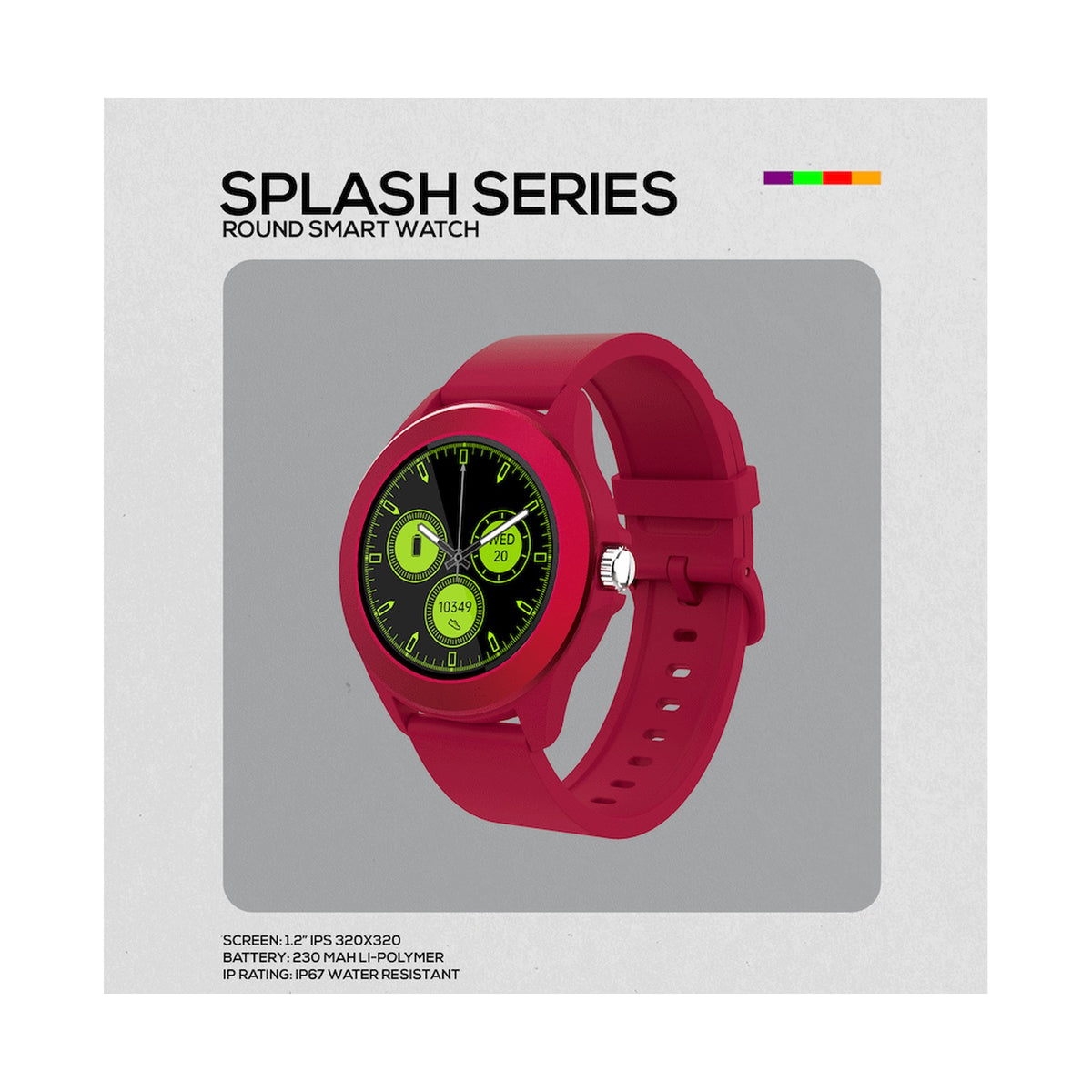 Volkano Splash Series Round Smartwatch - Red