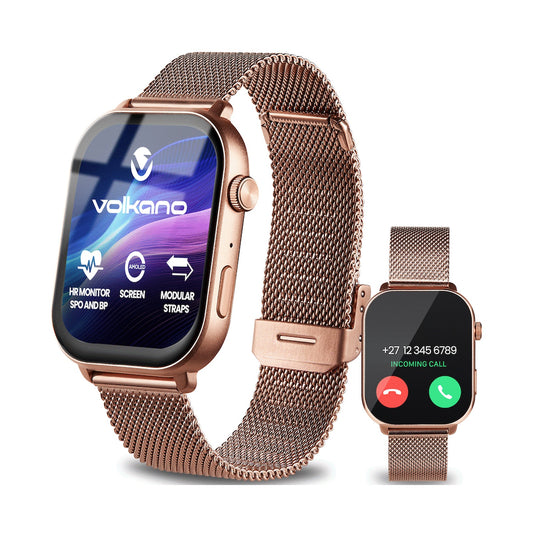 Volkano Trinity Series Smartwatch with Metal Mesh Strap - Gold