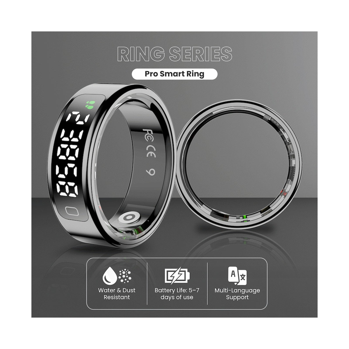 Volkano Ring Series Ring Pro Smart Ring with Charging Case - 18.2mm