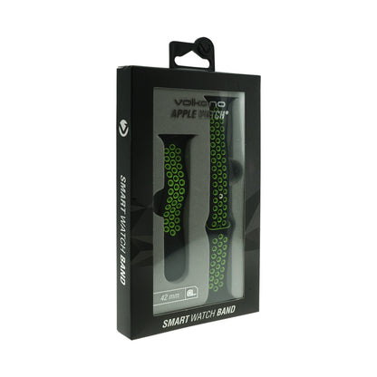 Volkano Smart Watch Band - Sport Silicone - iWatch 42mm - Black and Green - S/L