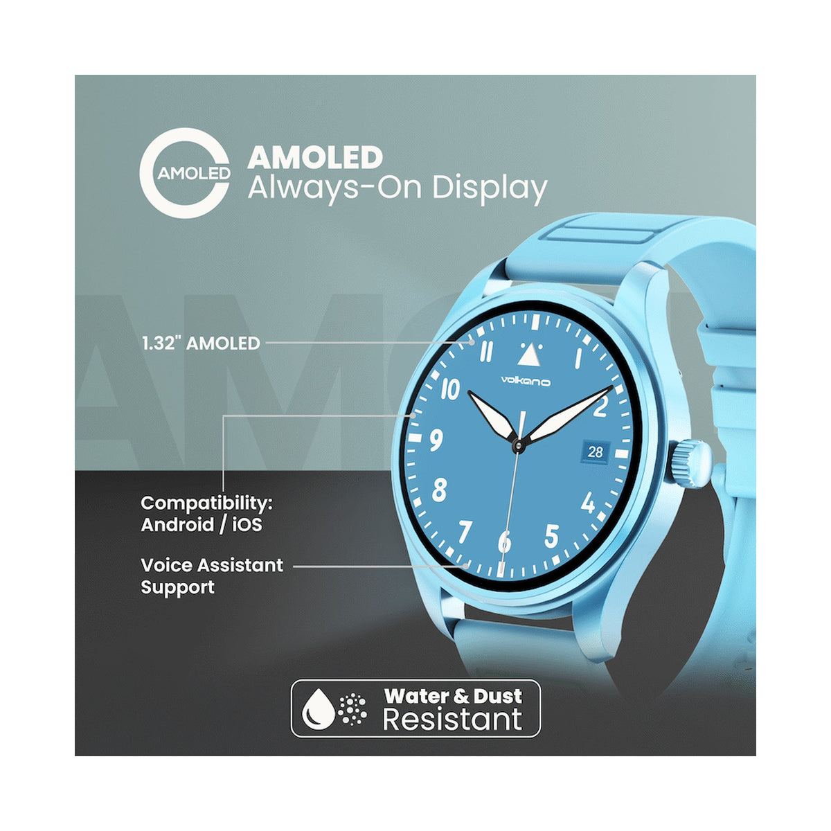 Volkano Eon Series Smartwatch - Light Blue