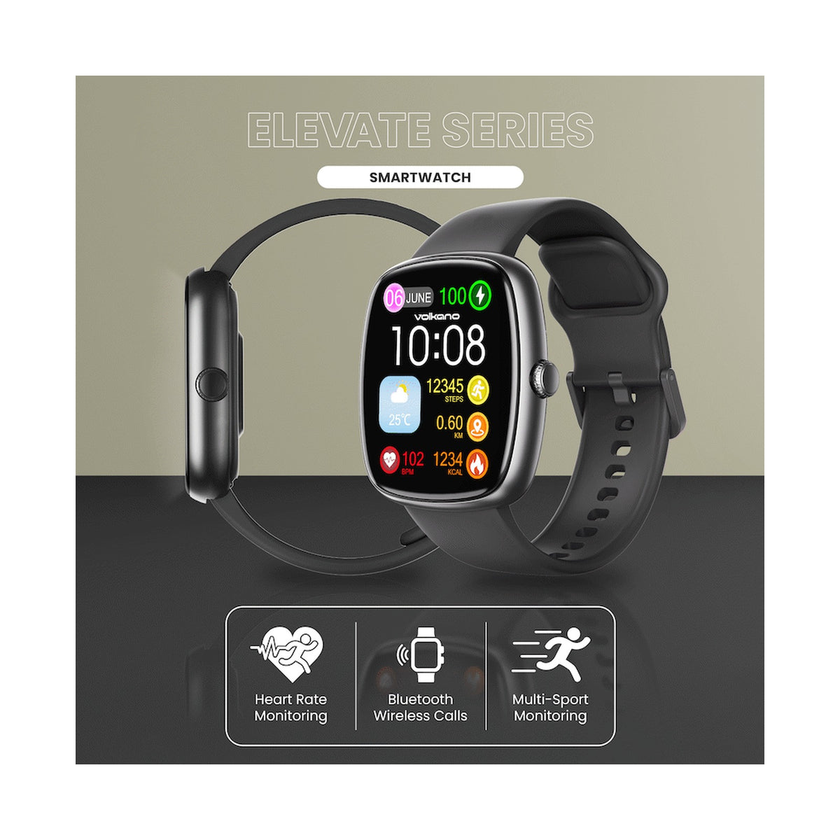 Volkano Elevate Series Smartwatch - Black