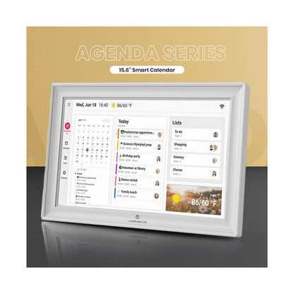 Volkano Agenda Series Smart Calendar and Digital Photo Frame 15.6" - White