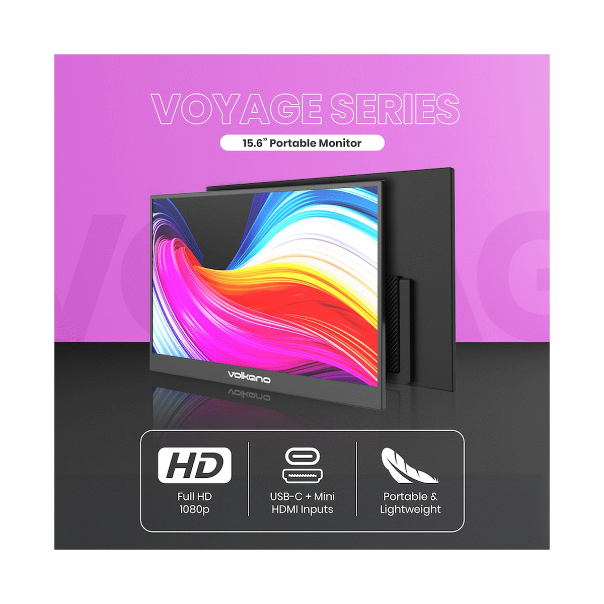 Volkano Voyage Series Portable Monitor 15.6" USB-C Power