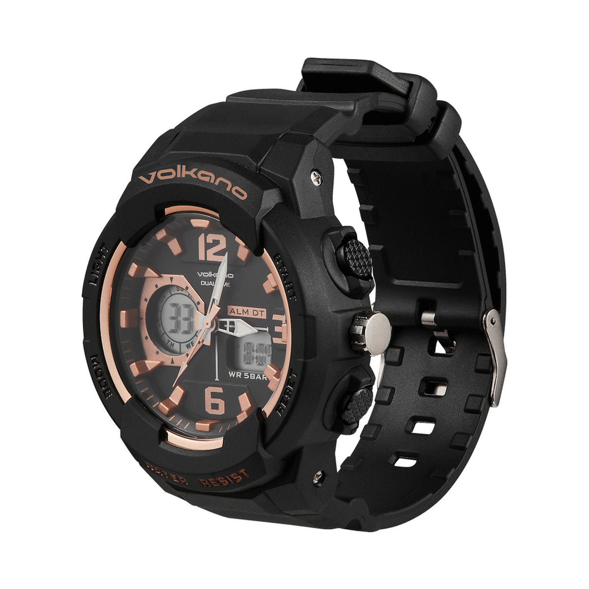 Volkano Session Series Sports Watch - Black with Rose Gold