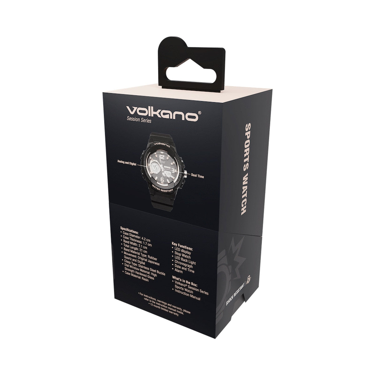 Volkano Session Series Sports Watch - Black with Rose Gold