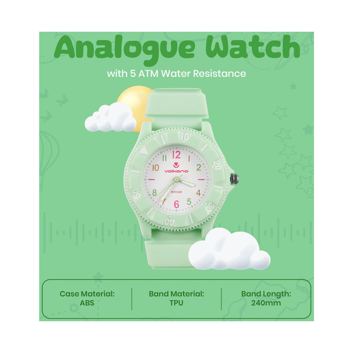 Volkano Mallow Series Kids Analogue Watch - Green